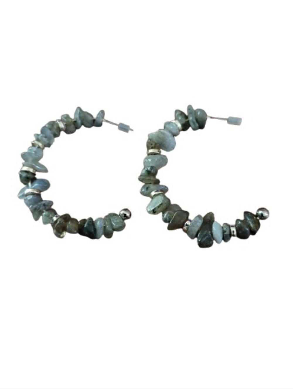 multicolor stone hoop earrings